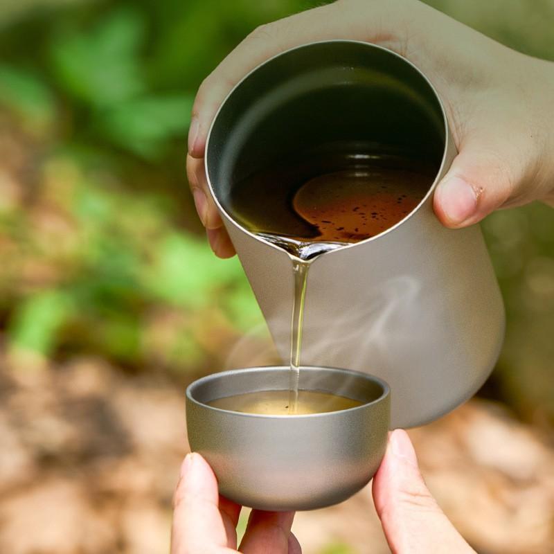 Coffee Tea And Sugar Set - D2 Pure Titanium Double-layer Small Tea