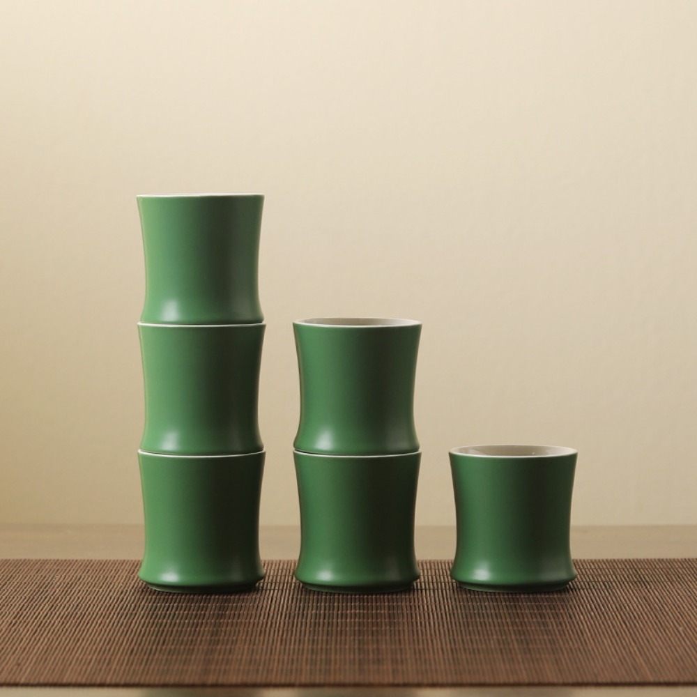 Gongfu Tea Set - 3pcs Master Cup Ceramic Bamboo Joint