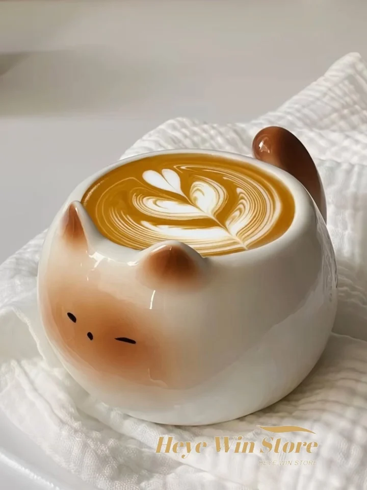 Coffee Tea Thai - Thai Style Kitten Mug, Cute Cartoon