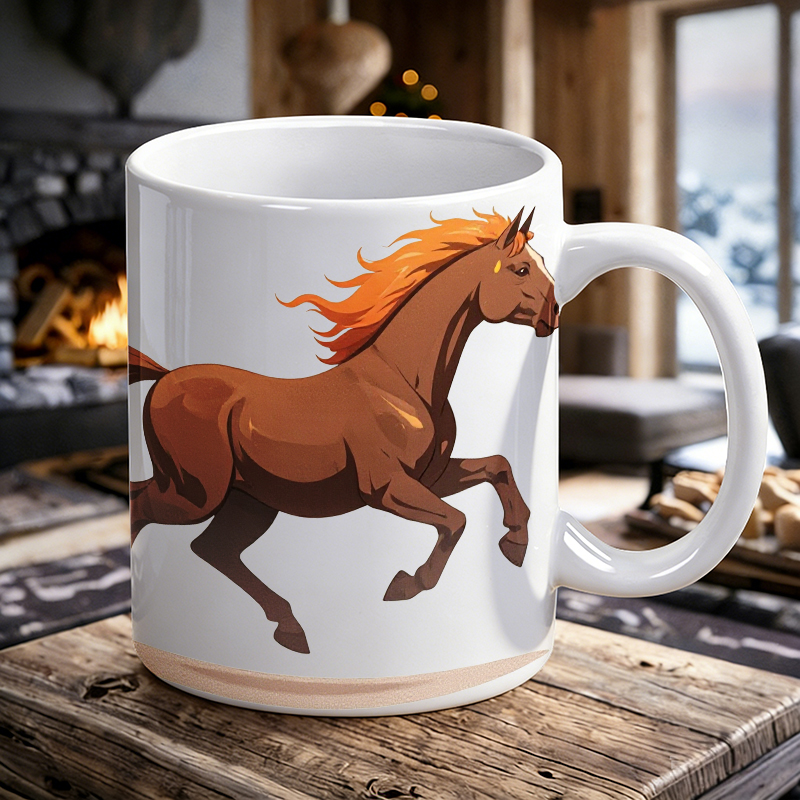 Coffee Tea Friends - Atmospheric inspirational galloping horse themed mug,