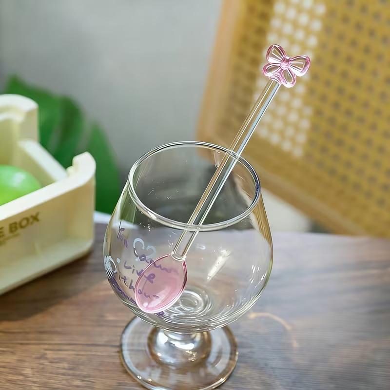 Pink Bow-Adorned Glass Coffee  - Tea Coffee Utensils のレビューと価格