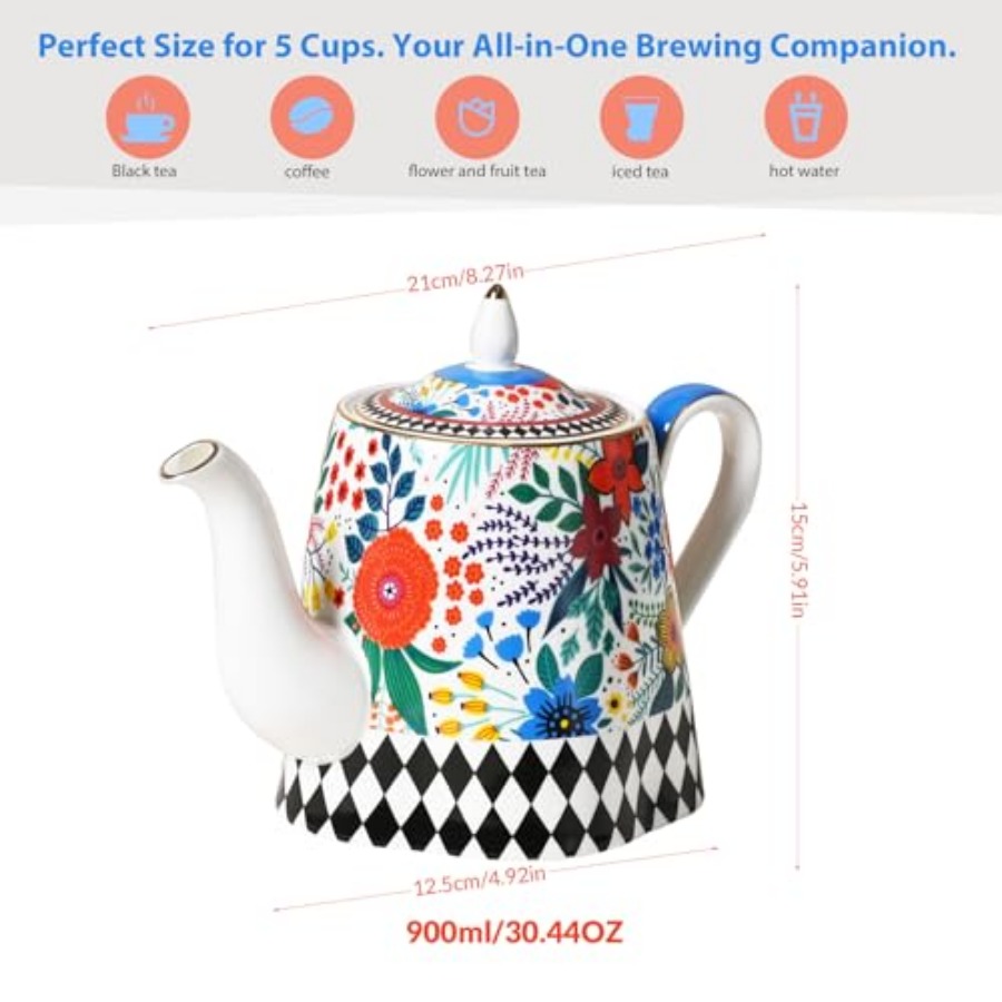 Bone China Porcelain Teapot Te - Coffee Tea Drawing のレビューと価格