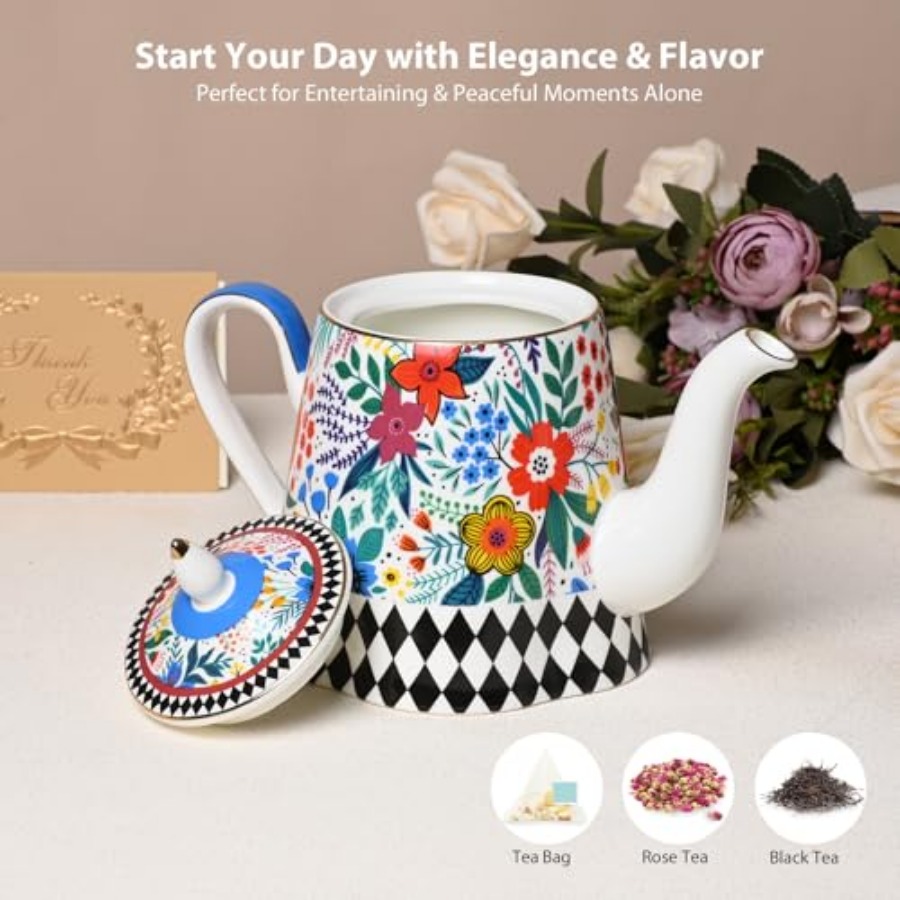 Bone China Porcelain Teapot Te - Coffee Tea Drawing のレビューと価格