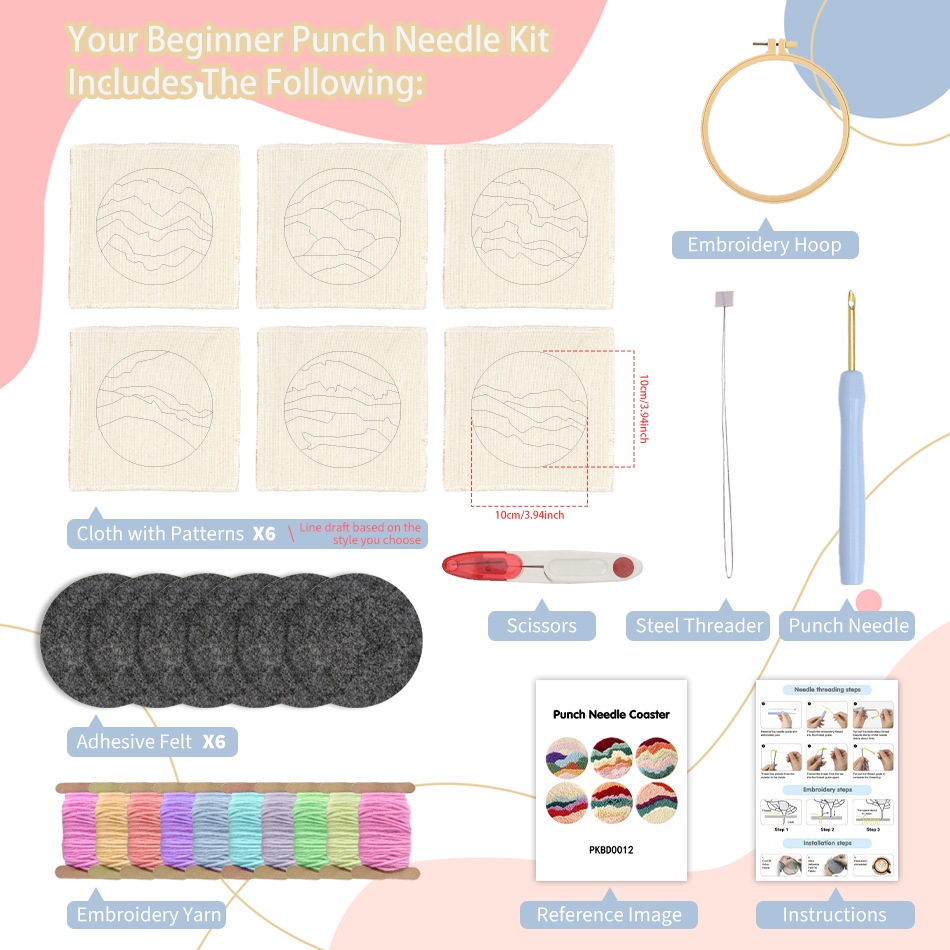 6 Pcs Flower Punch Needle Coas - Tea Coffee Set Up のレビューと価格