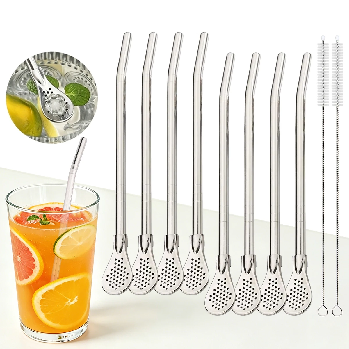 8pcs Filter Tea Straw Spoon Se - Coffee Tea And Sugar Set のレビューと価格