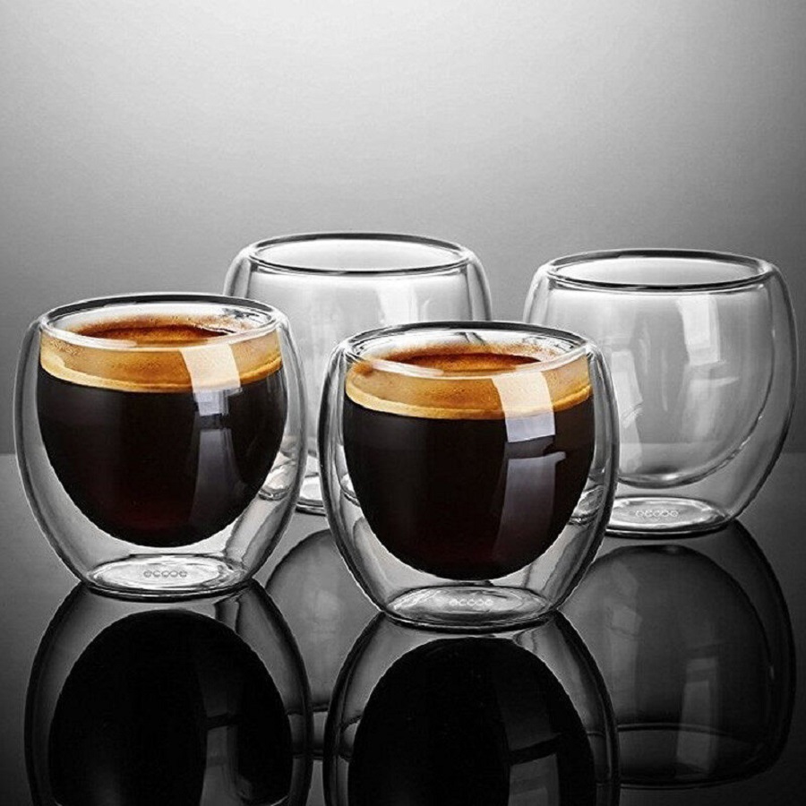 Double Walled Glass Coffee Mug - Coffee Tea And Sugar Set のレビューと価格
