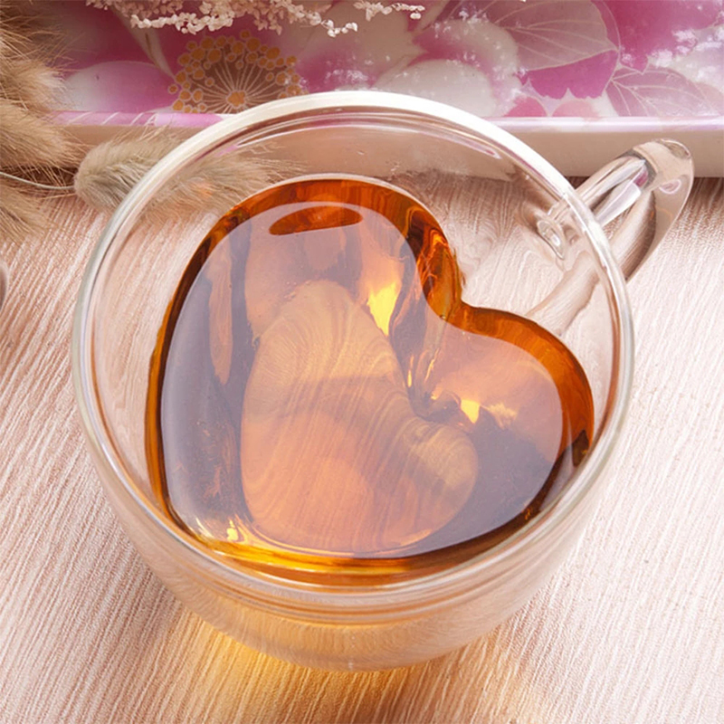 Heart Love Shaped Glass Mug Co - Coffee Tea Love のレビューと価格