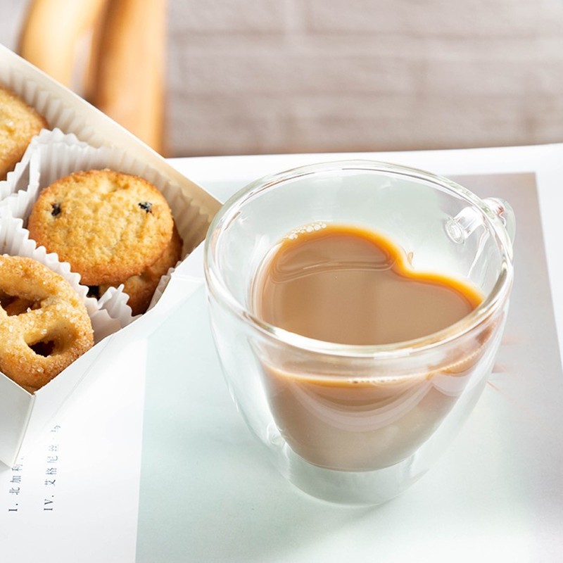 Heart Love Shaped Glass Mug Co - Coffee Tea Love のレビューと価格