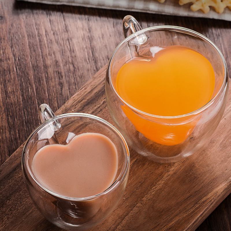 Heart Love Shaped Glass Mug Co - Coffee Tea Love のレビューと価格