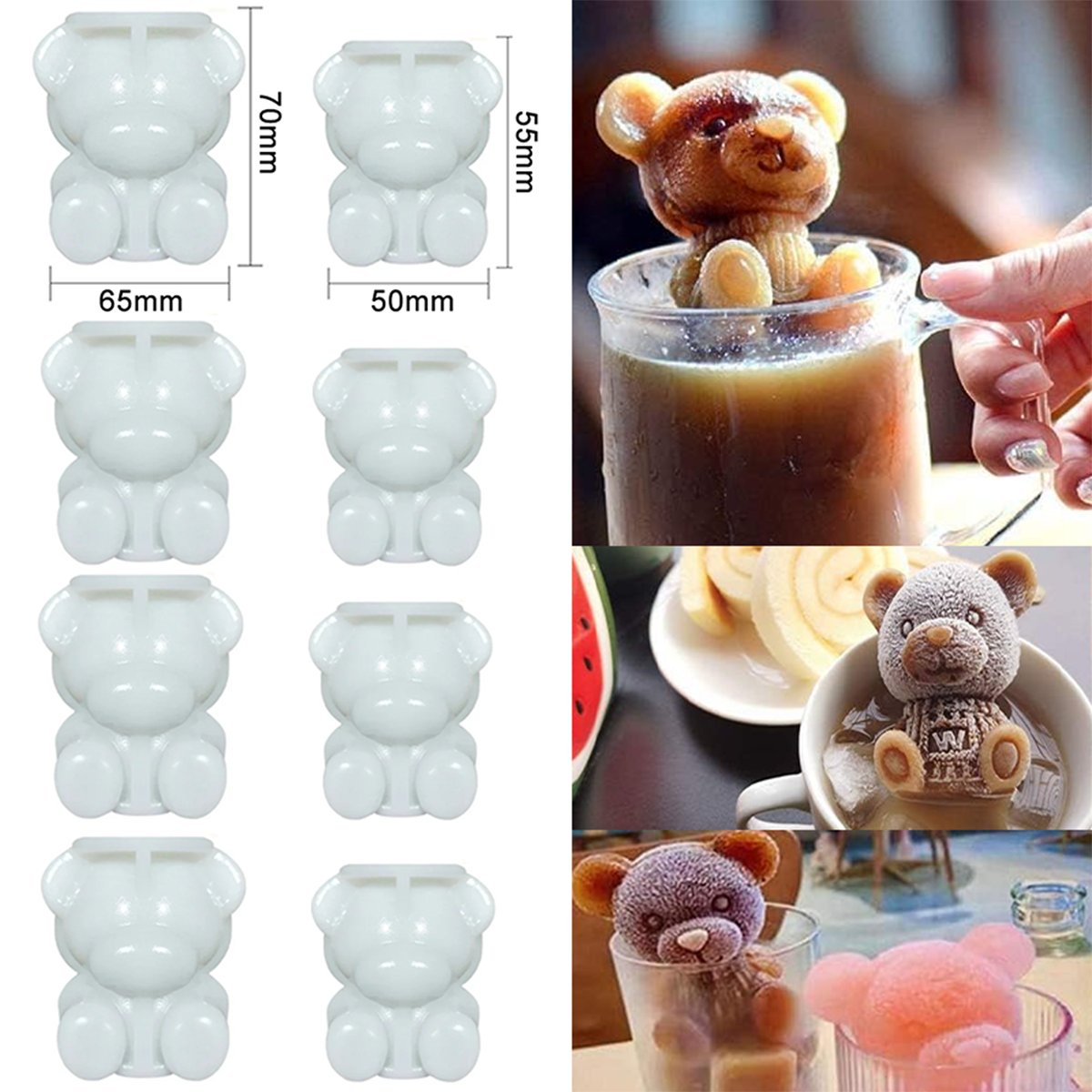 1~6Pcs Ice Bear Mold 3D Bear S - Coffee Tea Love のレビューと価格
