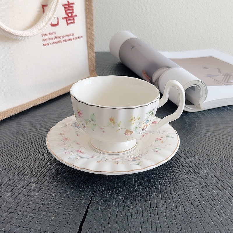 Gold-drawing Floral Print Coff - Coffee Tea Drawing のレビューと価格