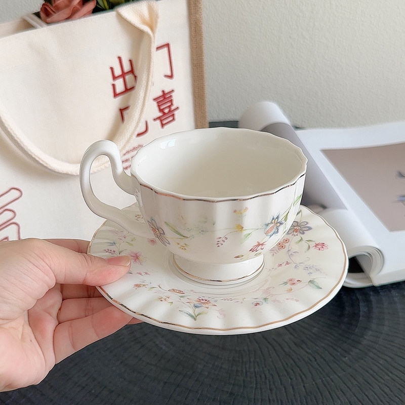 Gold-drawing Floral Print Coff - Coffee Tea Drawing のレビューと価格
