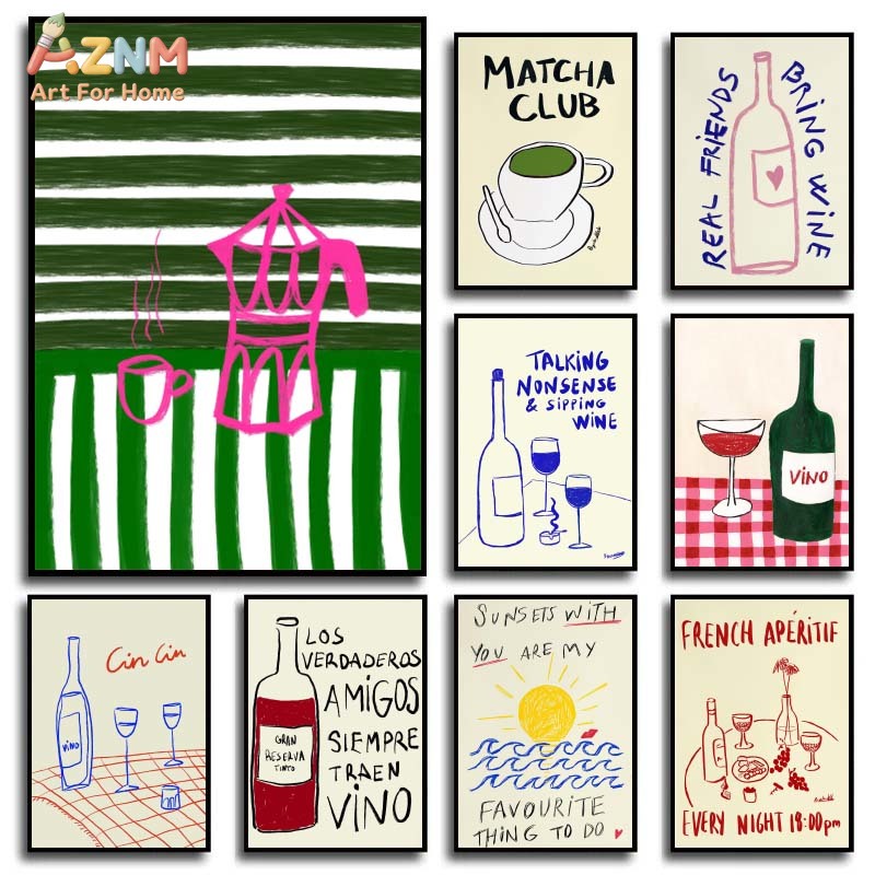 Colorful Drawings Abstract Art - Coffee Tea Drawing のレビューと価格