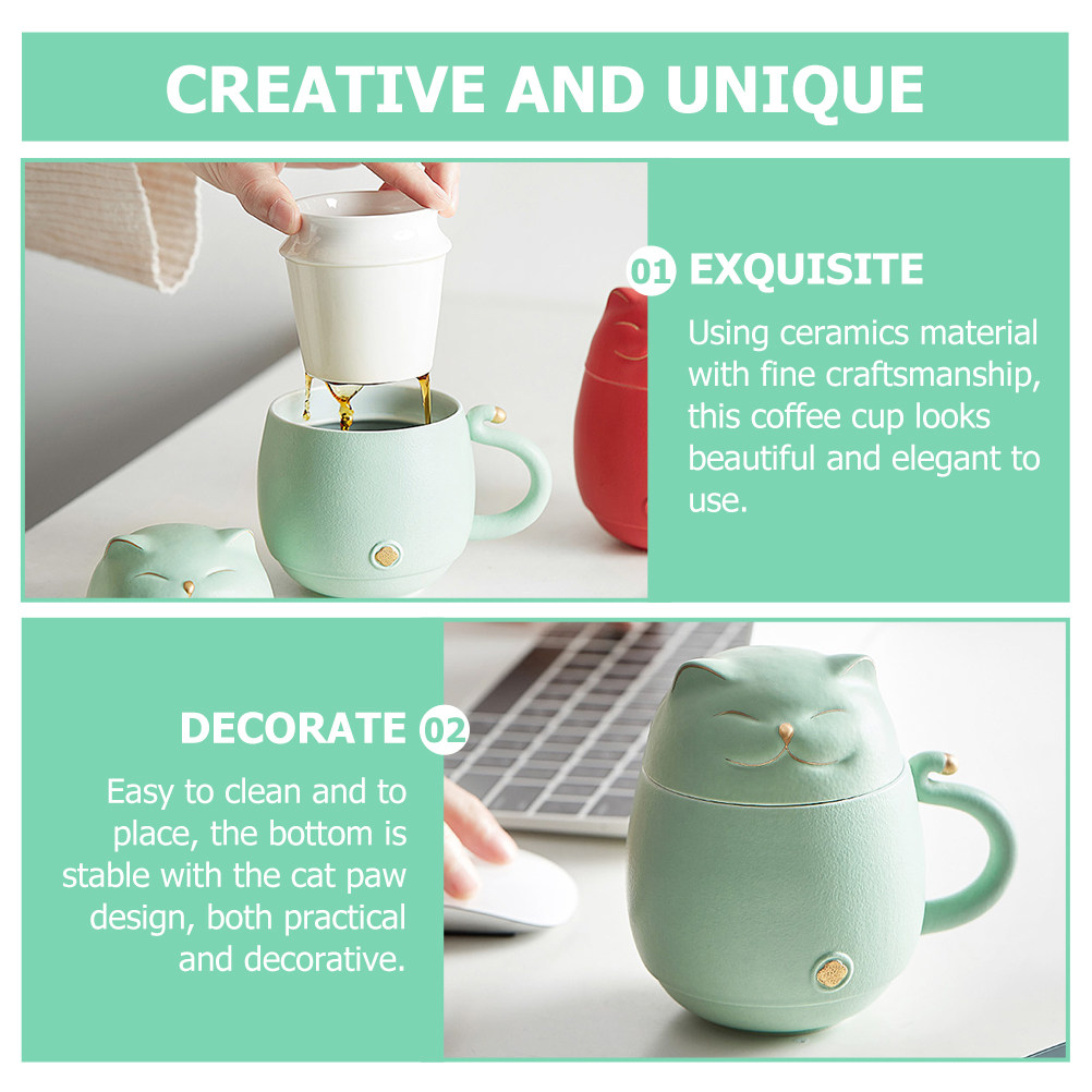 Ceramic Cat Design Tea Cup Kit - Coffee Tea Love のレビューと価格