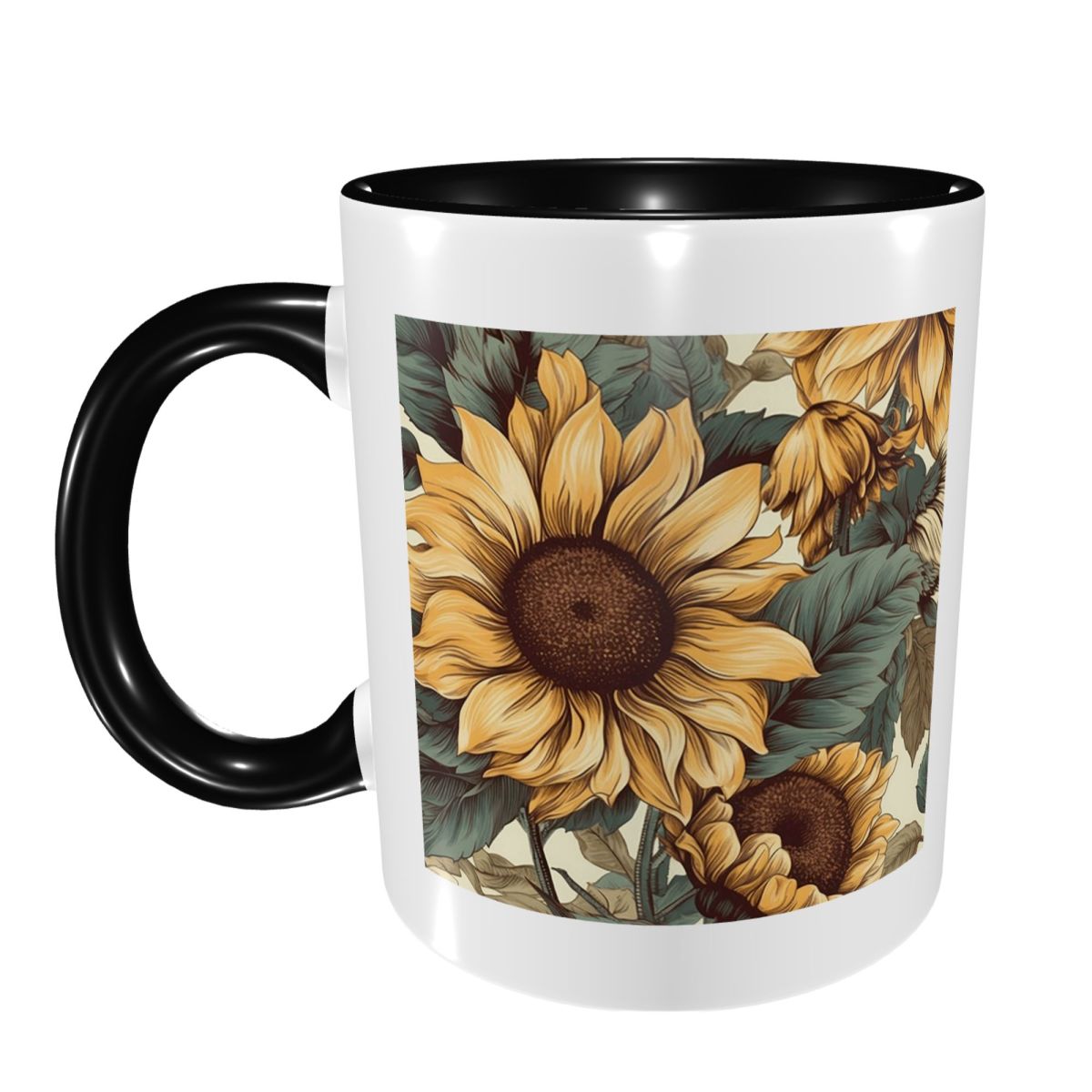 Golden Sunflower Cluster Vinta - Coffee Tea Drawing のレビューと価格