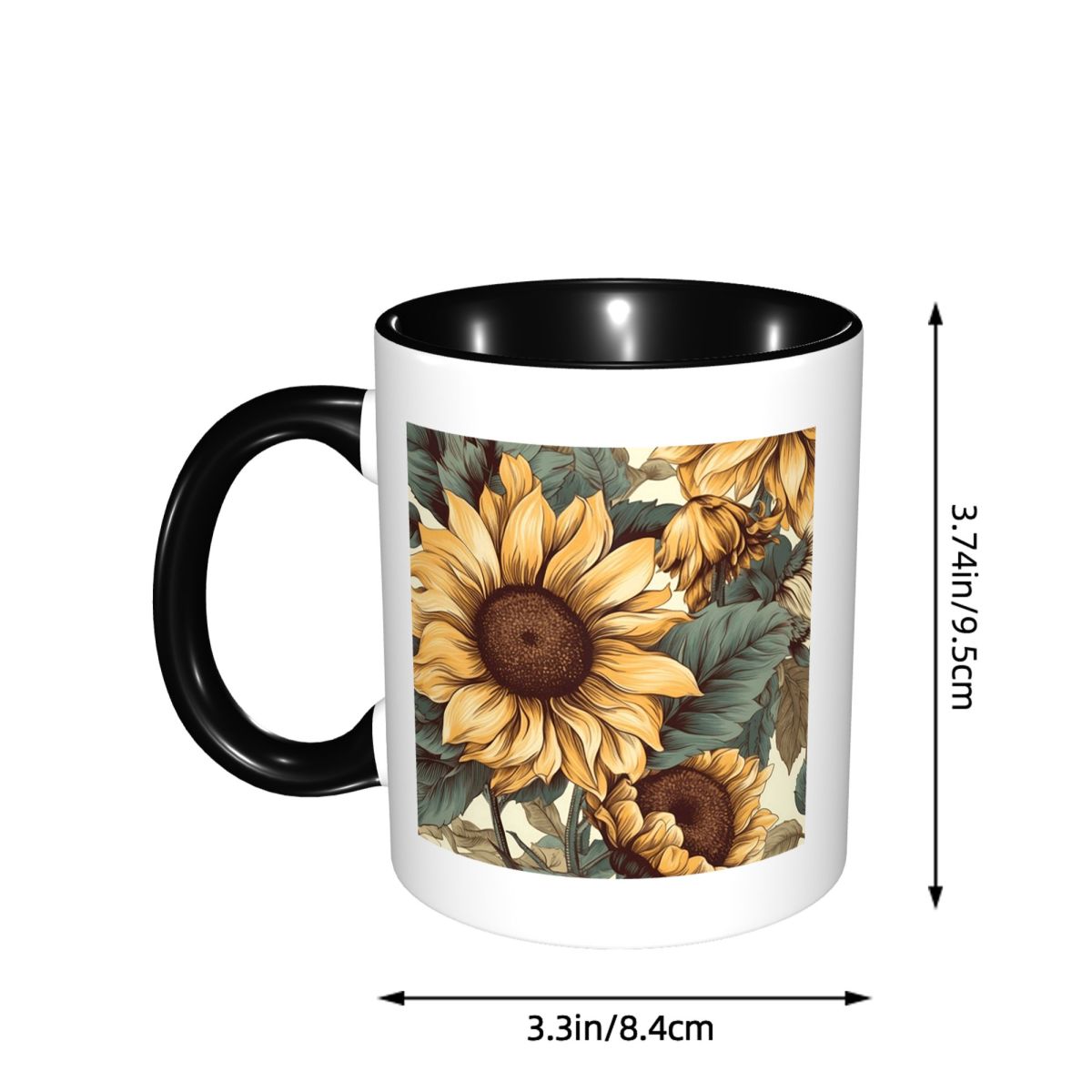 Golden Sunflower Cluster Vinta - Coffee Tea Drawing のレビューと価格