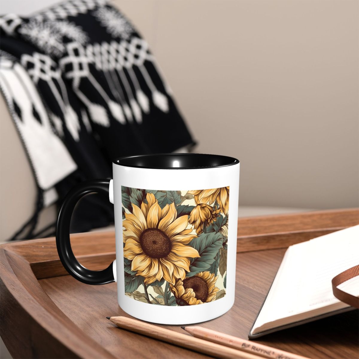 Golden Sunflower Cluster Vinta - Coffee Tea Drawing のレビューと価格